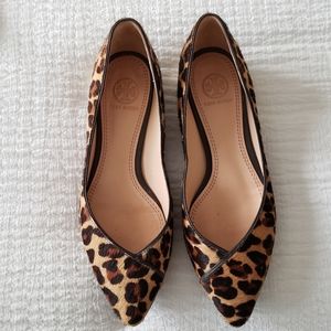 Tory Burch Leopard Calf Hair Flats